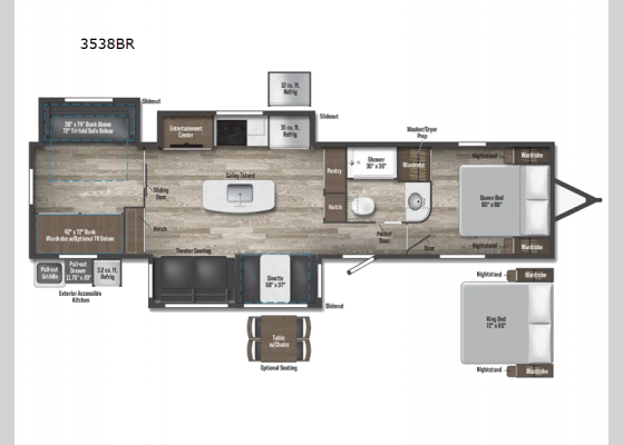 Floorplan - 2025 Voyage 3538BR Travel Trailer