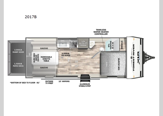 Floorplan - 2026 XLR Boost 2017B Toy Hauler Travel Trailer
