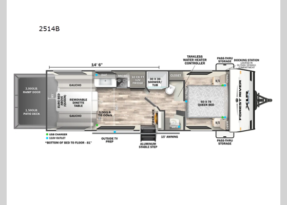 Floorplan - 2026 XLR Boost 2514B Toy Hauler Travel Trailer