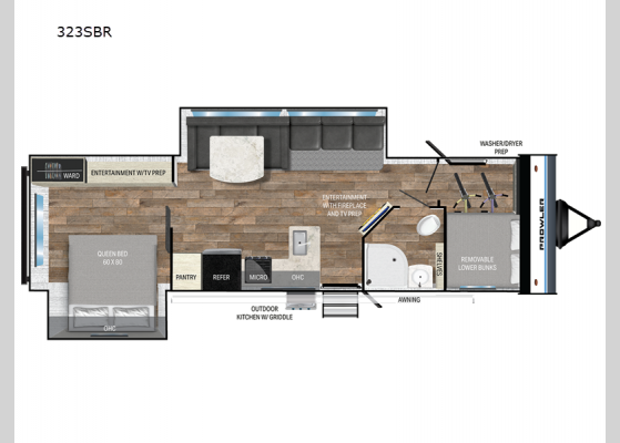 Floorplan - 2025 Prowler 323SBR Travel Trailer