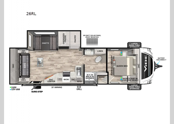 Floorplan - 2025 Vibe 26RL Travel Trailer