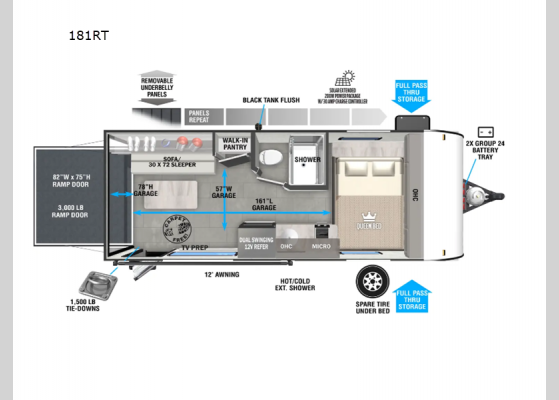 Floorplan - 2025 Salem FSX 181RT Toy Hauler Travel Trailer