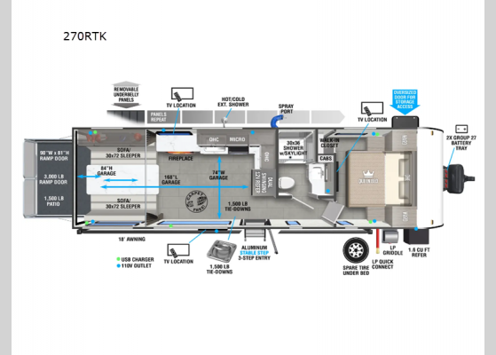 Floorplan - 2025 Salem FSX 270RTK Toy Hauler Travel Trailer