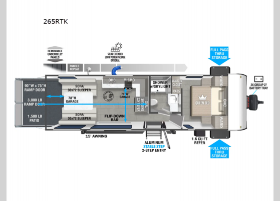 Floorplan - 2025 Salem FSX 265RTK Toy Hauler Travel Trailer