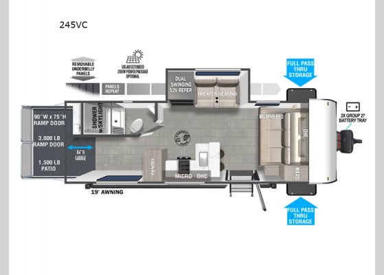 Floorplan - 2025 Salem FSX 245VC Toy Hauler Travel Trailer