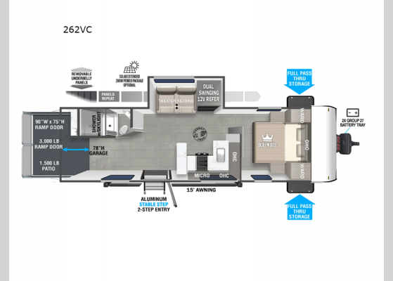 Floorplan - 2025 Salem FSX 262VC Toy Hauler Travel Trailer