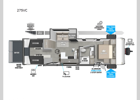 Floorplan - 2025 Salem FSX 275VC Toy Hauler Travel Trailer