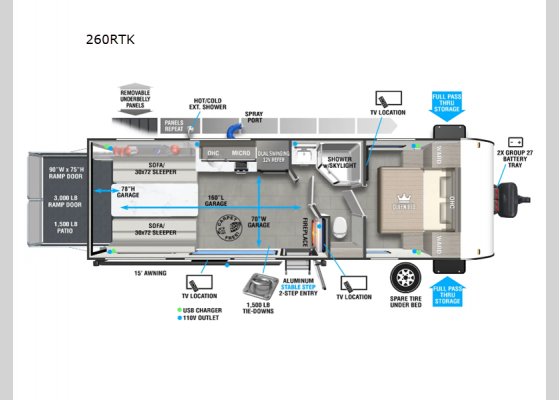 Floorplan - 2025 Salem FSX 260RTK Toy Hauler Travel Trailer