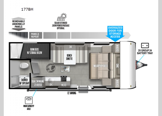 Floorplan - 2025 Salem FSX 177BH Travel Trailer