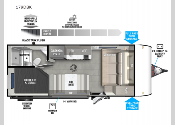 Floorplan - 2025 Salem FSX 179DBK Travel Trailer