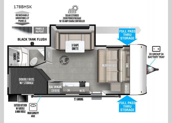 Floorplan - 2025 Salem FSX 178BHSK Travel Trailer