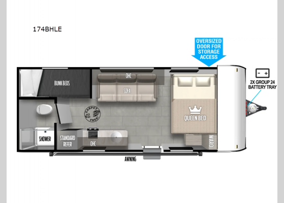 Floorplan - 2025 Salem FSX 174BHLE Travel Trailer