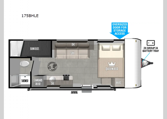 Floorplan - 2025 Salem FSX 175BHLE Travel Trailer