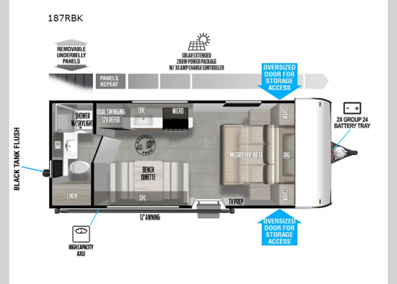 Floorplan - 2025 Salem FSX 187RBK Travel Trailer