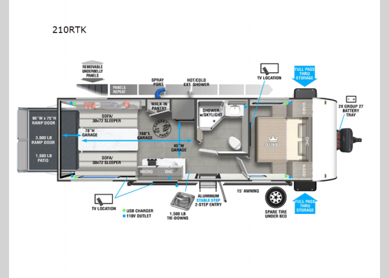 Floorplan - 2025 Salem FSX 210RTK Toy Hauler Travel Trailer