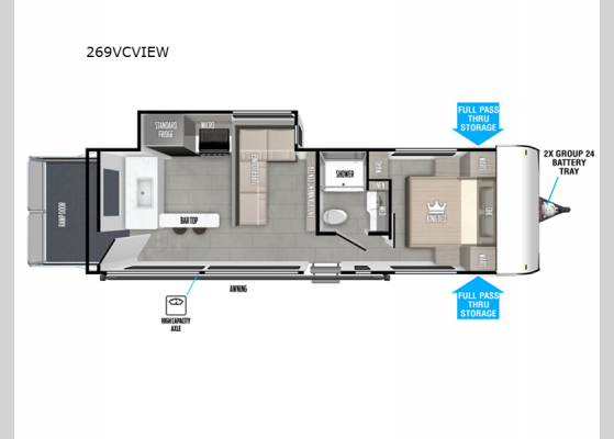 Floorplan - 2025 Salem FSX 269VCVIEW Toy Hauler Travel Trailer