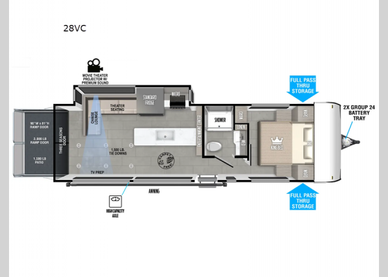 Floorplan - 2025 Salem FSX 28VC Toy Hauler Travel Trailer