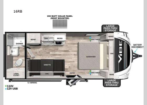 Floorplan - 2025 Vibe 16RB Travel Trailer