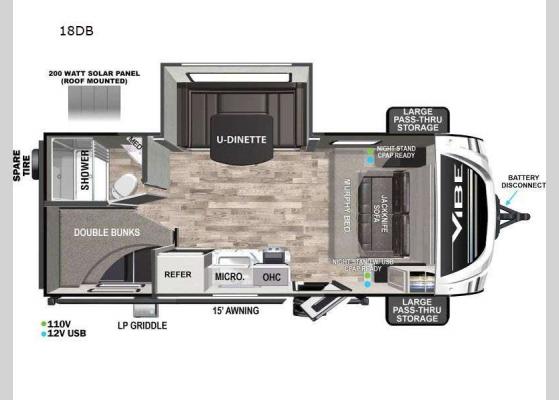 Floorplan - 2025 Vibe 18DB Travel Trailer