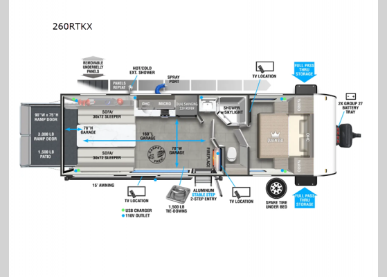 Floorplan - 2025 Salem FSX 260RTKX Toy Hauler Travel Trailer