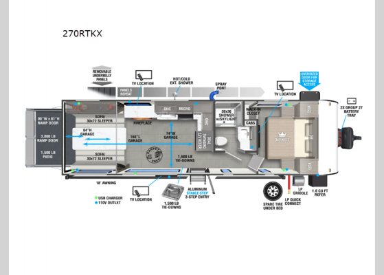 Floorplan - 2025 Salem FSX 270RTKX Toy Hauler Travel Trailer