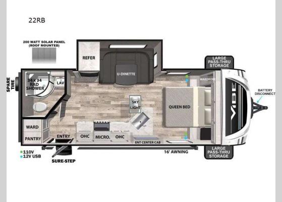 Floorplan - 2025 Vibe 22RB Travel Trailer