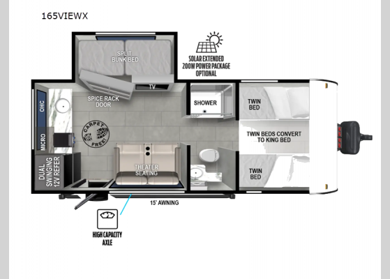 Floorplan - 2025 Salem FSX 165VIEWX Travel Trailer