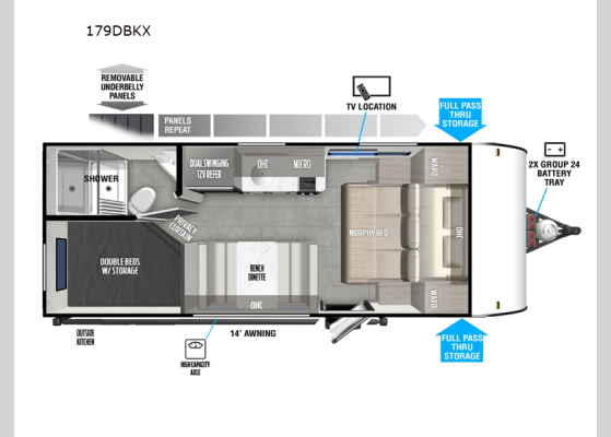 Floorplan - 2025 Salem FSX 179DBKX Travel Trailer