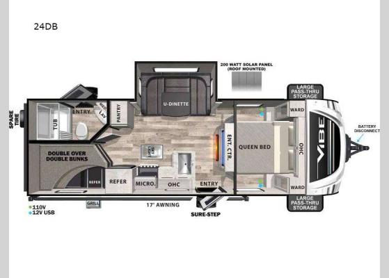 Floorplan - 2025 Vibe 24DB Travel Trailer