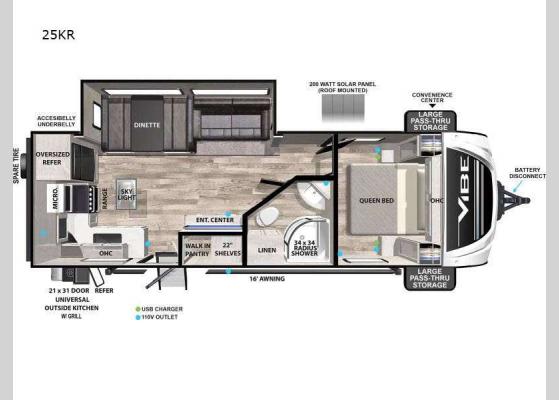 Floorplan - 2025 Vibe 25KR Travel Trailer