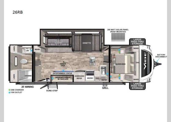 Floorplan - 2025 Vibe 26RB Travel Trailer