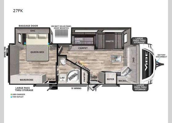 Floorplan - 2025 Vibe 27FK Travel Trailer