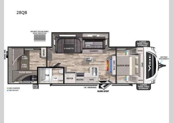 Floorplan - 2025 Vibe 28QB Travel Trailer