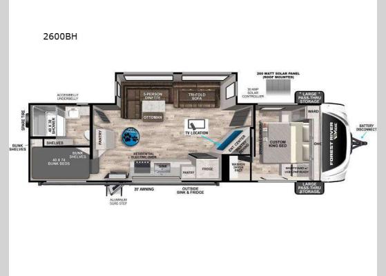 Floorplan - 2025 Vibe 2600BH Travel Trailer