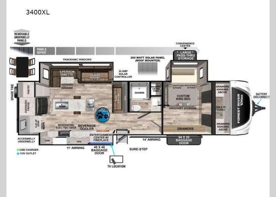 Floorplan - 2025 Vibe 3400XL Travel Trailer