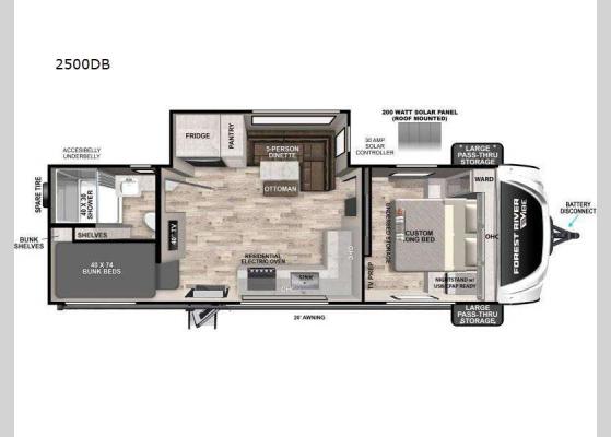 Floorplan - 2025 Vibe 2500DB Travel Trailer