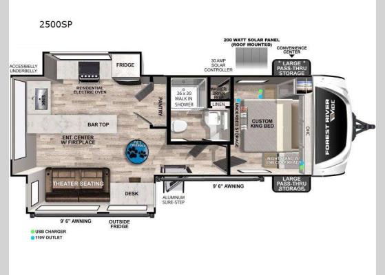 Floorplan - 2025 Vibe 2500SP Travel Trailer