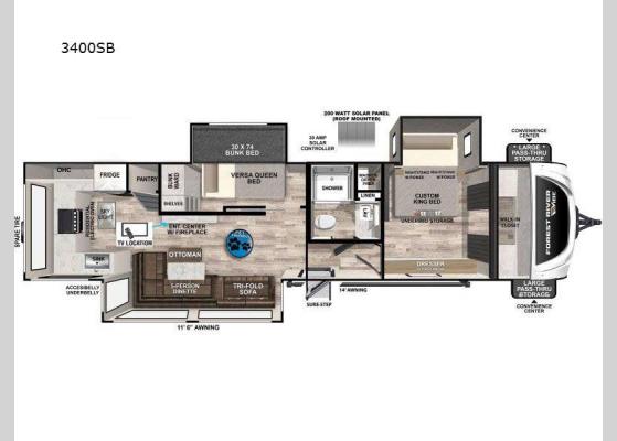 Floorplan - 2025 Vibe 3400SB Travel Trailer