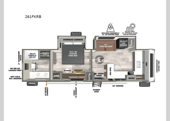 Floorplan - 2026 Salem Hemisphere 261FKRB Travel Trailer