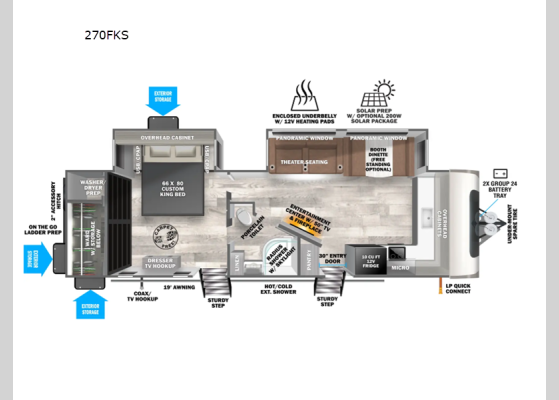 Floorplan - 2026 Salem Hemisphere 270FKS Travel Trailer