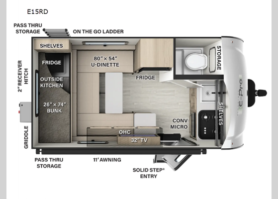 Floorplan - 2024 Flagstaff E-Pro E15RD Travel Trailer