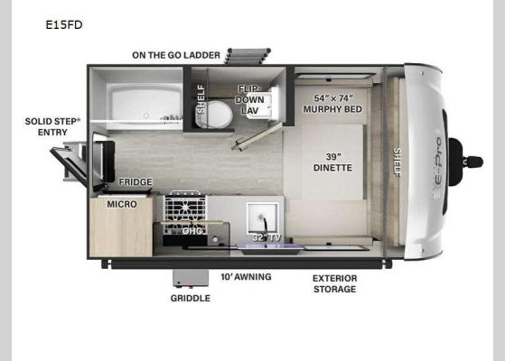 Floorplan - 2024 Flagstaff E-Pro E15FD Travel Trailer