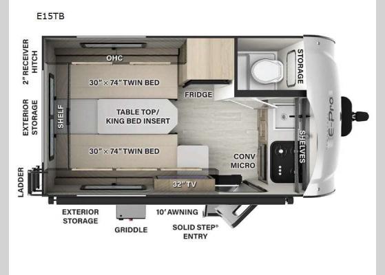 Floorplan - 2024 Flagstaff E-Pro E15TB Travel Trailer