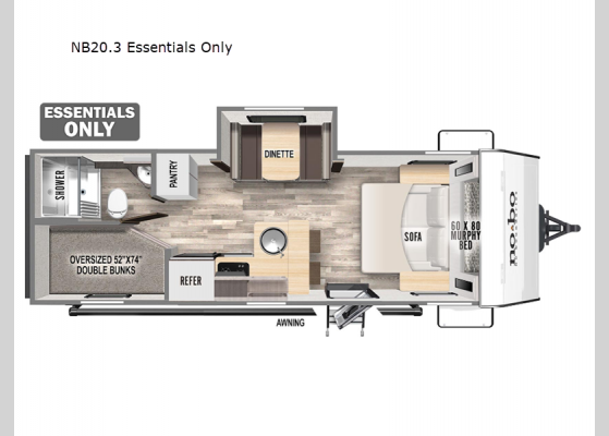 Floorplan - 2024 No Boundaries NB20.3 Essentials Only Travel Trailer