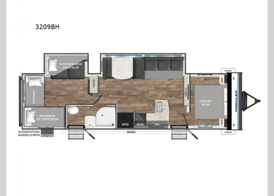 Floorplan - 2025 Prowler 3209BH Travel Trailer