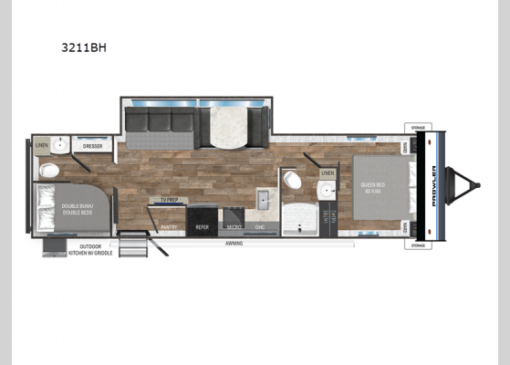 Floorplan - 2025 Prowler 3211BH Travel Trailer