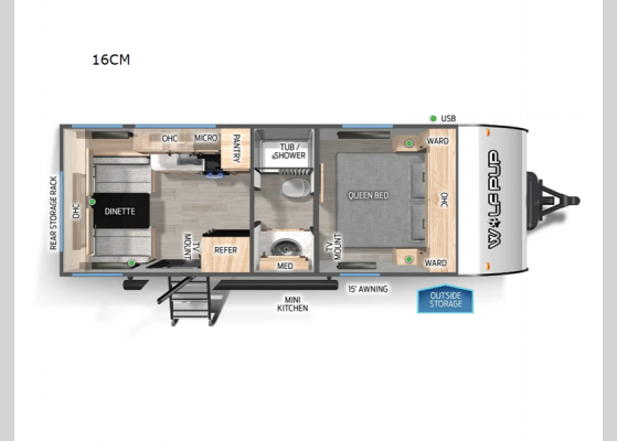 Floorplan - 2025 Cherokee Wolf Pup 16CM Travel Trailer