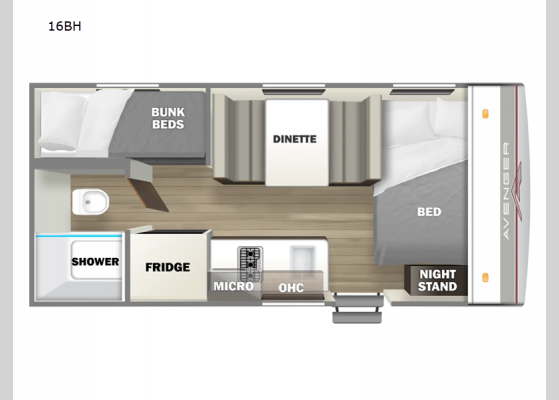 Floorplan - 2025 Avenger LT 16BH Travel Trailer