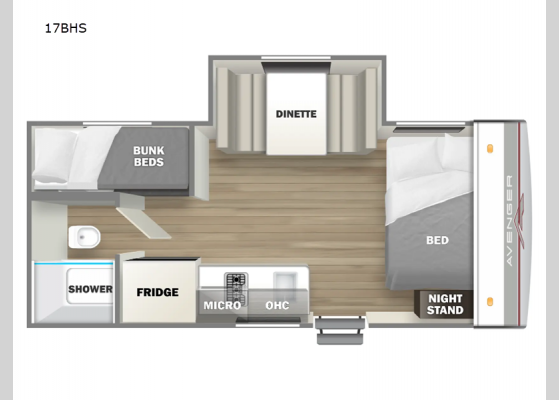 Floorplan - 2025 Avenger LT 17BHS Travel Trailer