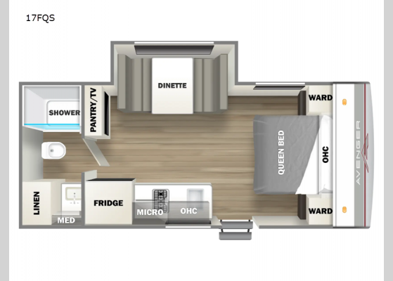 Floorplan - 2025 Avenger LT 17FQS Travel Trailer